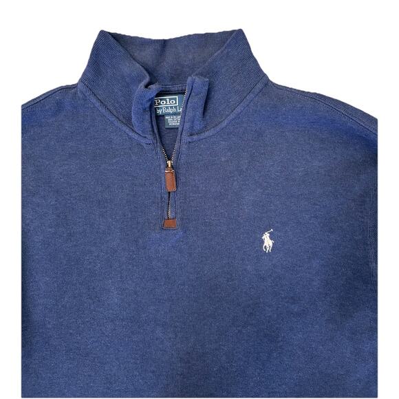 Vintage Polo Ralph Lauren Navy Blue Knit Quarter Zip Men’s Pullover Sweater XL - Picture 2 of 5